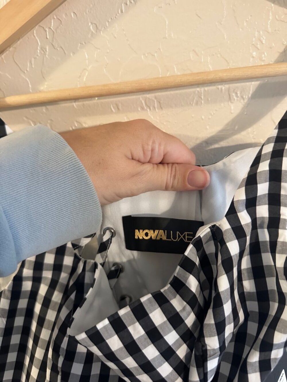 NWT Fashion Nova Luxe Austin Poplin Black & White Gingham Milkmaid Mini Dress - Picture 9 of 13